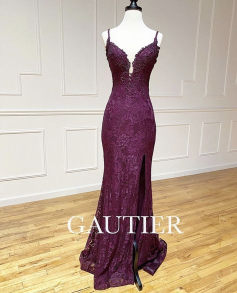 Dark Purple Lace Prom Dress, Purple Lace Mermaid Dress, Mauve Prom Dress Dusty Rose, Wine Purple Prom Dress, Orchid Prom Dress, Dark Purple Formal Dresses, Prom Dresses Dark Purple, Purple Lace Prom Dress, Deep Purple Prom Dress