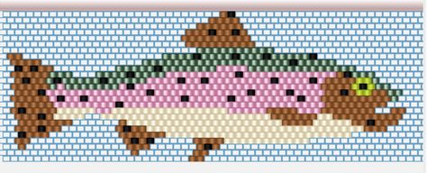 Rainbow Trout Cross Stitch Pattern, Fish Bead Pattern, Beaded Fish Earrings, Beaded Fish Pattern, Perler Bead Fish, Pixel Fish, Fish Cross Stitch, Beaded Fish, Fish Beads