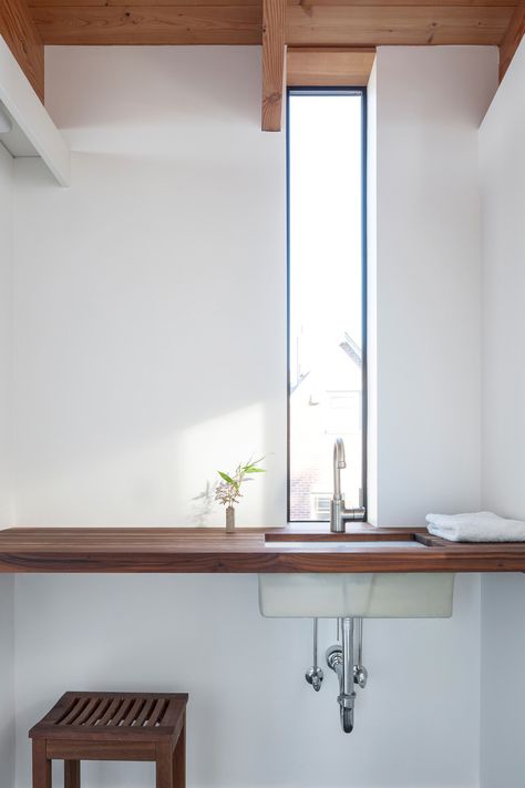 Slot window at bathroom sink. Phinney Ridge Residence. Graham Baba Architecture. Slot Window, Seattle Architecture, Sweet Home Style, Wood Bathroom, Affordable Housing, Plumbing Fixtures, Space Planning, Architecture Firm, Bathroom Inspiration