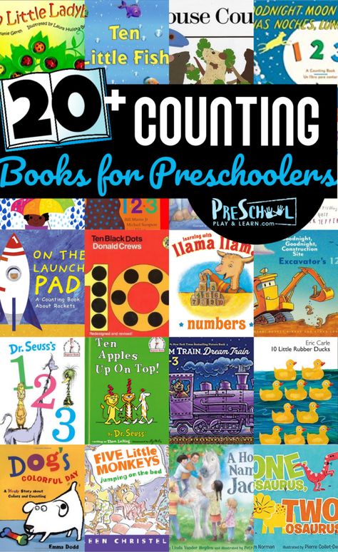 Preschool Math Books And Activities, Teaching Counting Preschool, Books About Numbers Preschool, Number Books For Preschool, Math Books For Kindergarten, Number Books For Kindergarten, Prek Counting Activities, Counting Books Preschool, Math Books For Kids