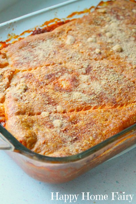 Crescent Dough Sheet Recipes, Crescent Casserole, Crescent Roll Bake, Crescent Bake, Italian Casserole, Crescent Dough Sheet, Hamburger Casseroles Recipes, Happy Home Fairy, Crescent Recipes