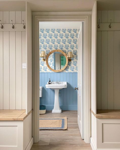 Step inside this relaxing seaside home 🦀 by Interior Designer, @elizabethstanhope. The brief: "Warm and rich, fresh and beachy" The… | Instagram Robins Egg Blue Bathroom, Bedroom In Blue, Bedroom Panelling, Lefroy Brooks, Seaside Home, Italian Interior Design, Houzz Decor, Small Bathroom Design, Blue Bathroom