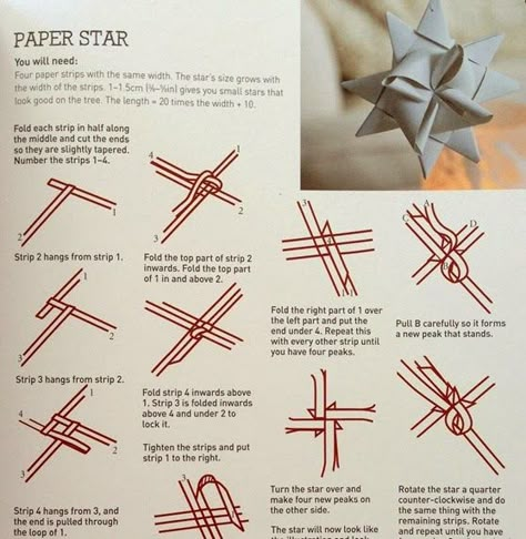 Handmade Scandinavian Christmas - These are so much fun to make. TIP: Once completed spray them with adhesive and dust with glitter. Bark Weaving, German Stars, Star Folding, Nordic Star, German Star, Stitching Diy, Jul Diy, Free Quilting Patterns, Danish Christmas