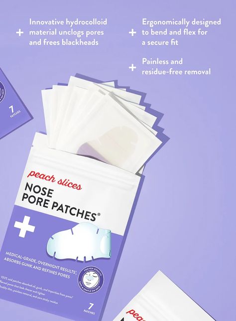 Nose Pore Patches - Blemish Patches | Peach & Lily Nose Patch, Hydrocolloid Patches, Peach Lily, Nose Pores, Nose Strips, Peach And Lily, Remove Blackheads, How To Get Rid Of Pimples, Nose Shapes