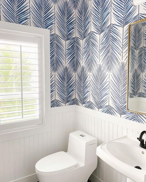 seagrove | home renovation on Instagram: “is transformation thursday a thing? 🤷🏼‍♀️ powder room refresh ✨ after april 2020 before april 2019 #projectseagrove #transformationthursday…” Beach House Wallpaper, Small Bathroom Wallpaper, Granddaughter Aesthetic, Beach House Bathroom, Wallpaper Beach, Coastal Wallpaper, Look Wallpaper, Beach House Interior Design, Teen Girl Room Decor