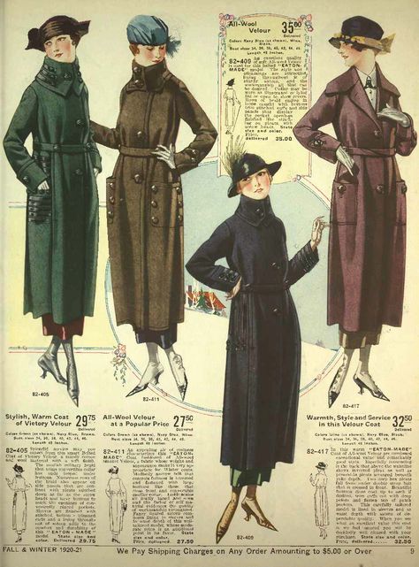 1920 Winter Long Coats http://www.vintagedancer.com/1920s/womens-coats-of-the-1920s/ 1920 Aesthetic, Ladies Coats, 1920s Women, Paris 1900, Paul Poiret, 1910s Fashion, 1920 Fashion, Dress History, Coat Women Fashion