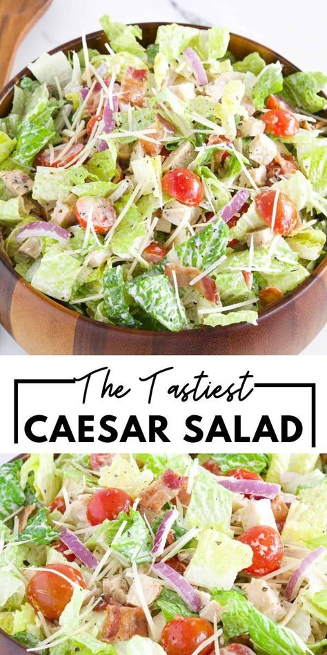 Best Ceasar Salad, Salad At Home, Chicken Caesar Salad Recipe, Garlic Parmesan Fries, Boneless Chicken Wings, Parmesan Fries, Recipe Salad, Caesar Salad Recipe, Chicken Caesar Salad