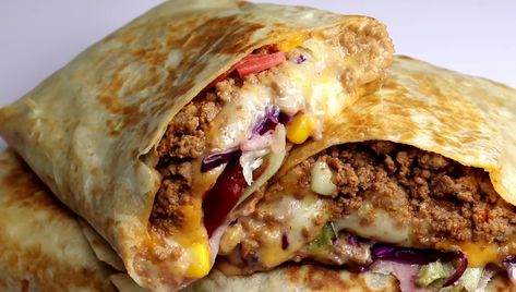 Beef Burrito Recipe, Beef Burrito, Burrito Wrap, Taco Wraps, Minced Beef Recipes, Beef Wraps, Easy Ground Beef, Tandoori Masala, Lime Recipes