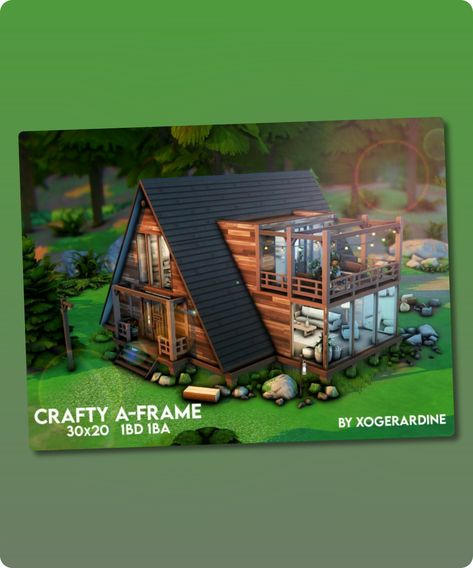 Sims 4 House CC: Crafty A-Frame Sims 4 House Cc, House Reference, Sims 4 House, Hall House, Sims 4 Cc Download, Sims Houses, Modern Townhouse, Rental House, Frame House