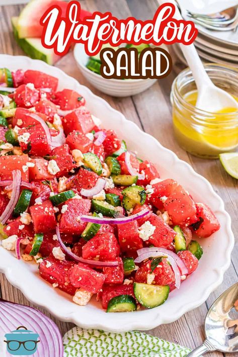 Watermelon Salad Recipes, Homemade Vinaigrette, Summertime Salads, Lime Vinaigrette, Watermelon Salad, Yummy Salad Recipes, Watermelon Recipes, Summer Salad Recipes, Country Cooking