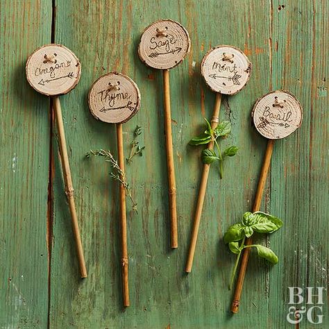 DIY Plant Markers Plant Markers Diy, Diy Plant Markers, Plantarea Legumelor, Herb Garden Markers, Garden Plant Markers, Diy Marker, Outdoor Herb Garden, Diy Herb Garden, نباتات منزلية