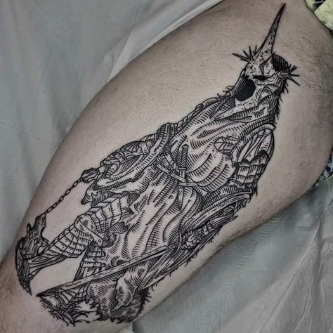 #nazgul #witchking #lotr Witch King Tattoo, Logan Tattoo, Lotr Tattoo, Witch King, King Tattoo, Lord Of The Rings Tattoo, Woodcut Tattoo, Dark Gothic Art, Medieval Tattoo