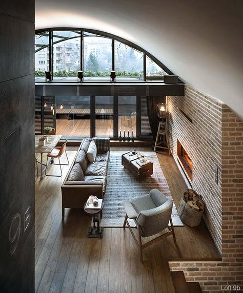 Attic apartment with a visually pleasing industrial aesthetic http://www.onekindesign.com/2015/08/09/attic-apartment-with-a-visually-pleasing-industrial-aesthetic/ … Small Attic Apartment, Man Home Decor, Quonset Homes, Quonset Hut Homes, Interior Design Minimalist, Small Attic, Loft Stil, Attic Apartment, Attic Renovation