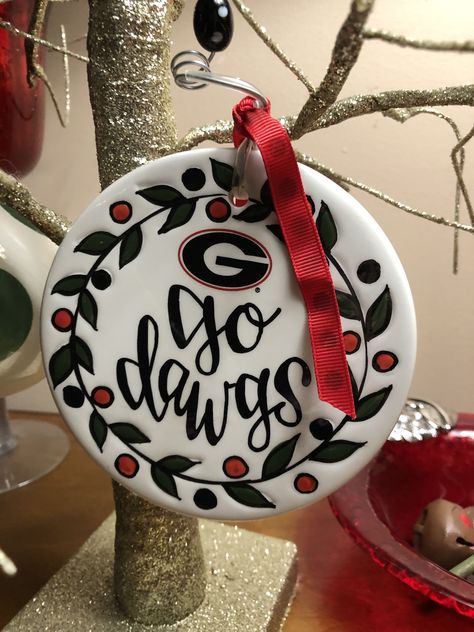 Uga Bulldog, Uga Bulldogs, Ga Bulldogs, Christmas Cross, Georgia Bulldogs, Christmas Cross Stitch, Christmas Bulbs, Bulldog, Cross Stitch