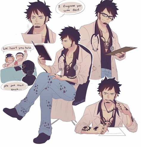 Shachi And Penguin, Trafalgar Law Wallpapers, Trafalgar D Water Law, Doctor Outfit, One Piece Meme, Lab Coats, Trafalgar Law, One Piece Drawing, One Piece Images