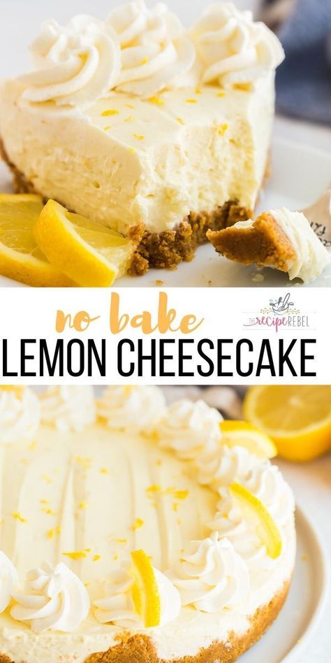 Cheesecake Recipes No Bake, Bake Cheesecake Recipes, Lemon Recipes Easy, No Bake Cheesecake Recipes, Lemon Baking, Recipes No Bake, No Bake Lemon, Lemon Cupcake, Lemon Cheesecake Recipes