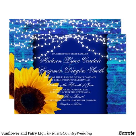 Royal Blue And Sunflower Wedding, Blue And Sunflower Wedding, Blue Wedding Invites, Light Blue Wedding Invitations, Teal Blue Weddings, Wedding Color Schemes Spring, Sunflower Themed Wedding, Sunflower Wedding Invitations, Light Blue Wedding