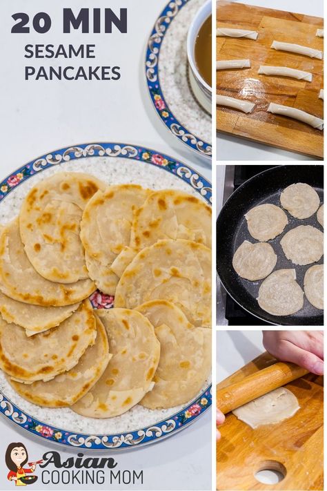 These quick and easy improvised sesame pancakes are a sweet addition to my homemade snacks. They go really well with coffee! #breakfast #snacks #coffee Sesame Pancake, Dumpling Wrappers, Coffee Mix, Coffee Breakfast, Homemade Snacks, Breakfast Snacks, Asian Cooking, Veggie Dishes, Few Ingredients