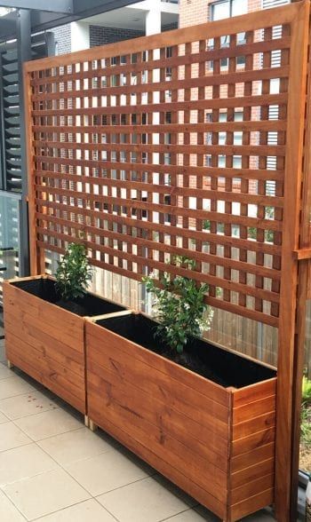 You Need to Build a DIY Privacy Trellis | How To Build It Patio Trellis, Privacy Planter, Climbing Trellis, Fence Planters, Garden Boxes Raised, Christmas Patio, Patio Privacy, Privacy Landscaping, Backyard Privacy