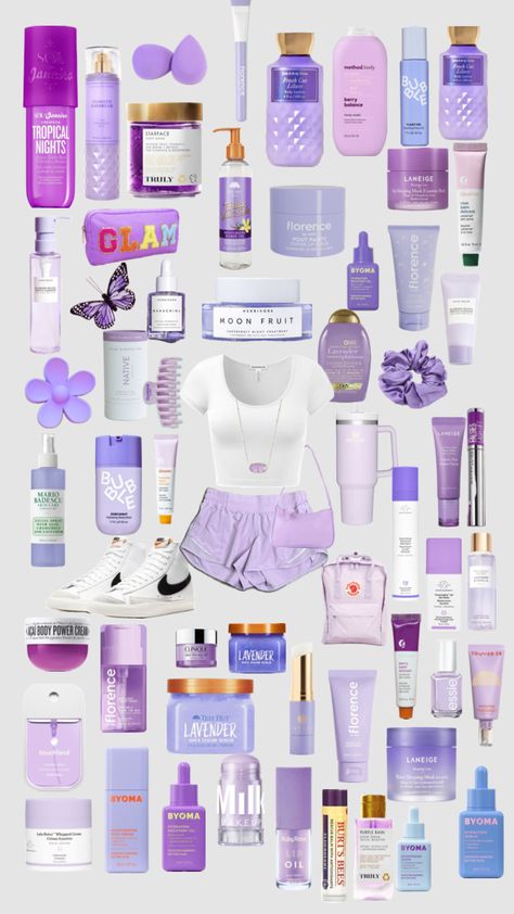 @alohafromabby #purple Preppy Gifts, Birthday Basket, Sephora Skin Care, Themed Gift Baskets, Purple Birthday, Toning Shampoo, Purple Gift, Laneige Lip Sleeping Mask, Gift Inspo