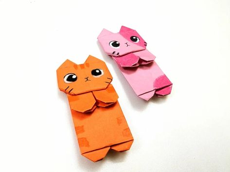 How to Make Origami Cat Bookmarks : 9 Steps (with Pictures) - Instructables Bookmark Picture, Origami Cute, Card Origami, Origami Sheets, Floating Books, Bookmark Craft, Gifts For Cat Lovers, How To Make Origami, I'm Bored