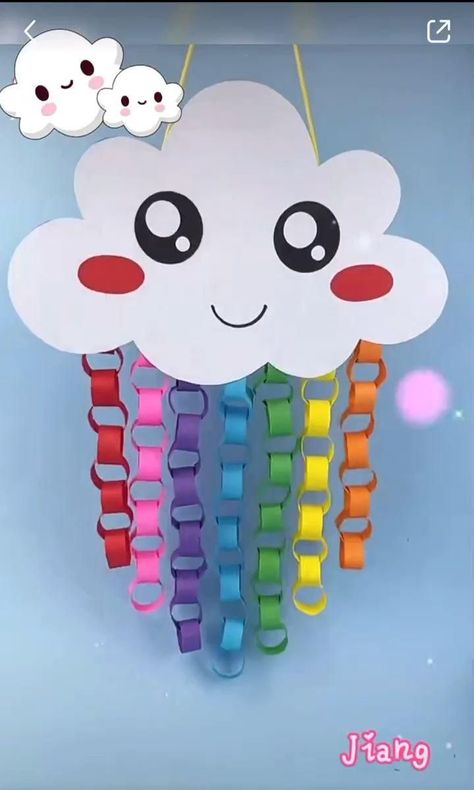 DIY Paper Cloud Craft Kit [Video] | Paper crafts, Paper crafts for kids, Preschool crafts Decoration Creche, Projek Diy, Kraf Kertas, Aktiviti Kanak-kanak, Preschool Arts And Crafts, Hand Crafts For Kids, Aktivitas Montessori, Diy Paper Crafts Decoration, Seni Origami