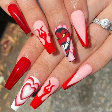 Scary Nails, Girls Nail Designs, Halloween Acrylic Nails, Almond Nails Designs, Cat Kuku, Girls Nails, Fire Nails, Pretty Acrylic Nails, Dope Nails