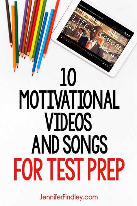 Keep your students motivated and encouraged during test prep and testing season with this collection of test prep videos and songs that focus on staying positive and giving it your all. Pre Test Motivation, Test Taking Motivation, Testing Motivation For Students, Standardized Testing Motivation, State Testing Motivation, Staar Test Motivation, Test Prep Motivation, Test Motivation, State Testing Encouragement