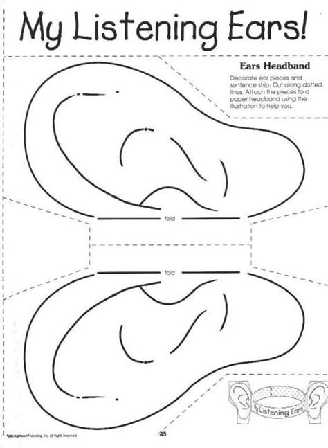 My listening ears activity. Can go with Howard B. Wigglebottom Learns to Listen or Why Should I Listen? Roahl Dahl, Shavuot Crafts, Prophet Samuel, Habit 5, Senses Preschool, Senses Activities, Guidance Lessons, Listening Ears, Preschool Bible