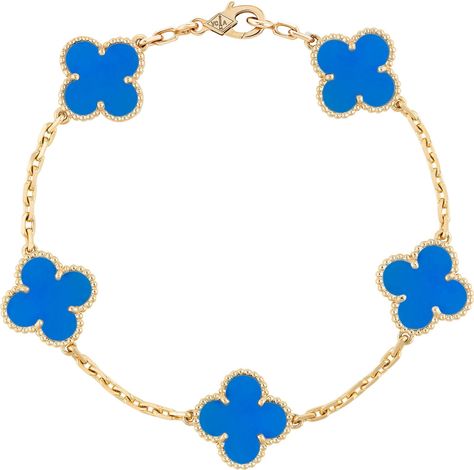 Behind the Legendary Good Fortune of Van Cleef's Alhambra- TownandCountrymag.com Van Cleef Arpels Bracelet Blue, Blue Van Cleef Bracelet, Blue Van Cleef, Van Cleef Arpels Blue, Van Cleef Alhambra, Blue Items, Blue Stuff, Van Cleef And Arpels Jewelry, Preppy Jewelry