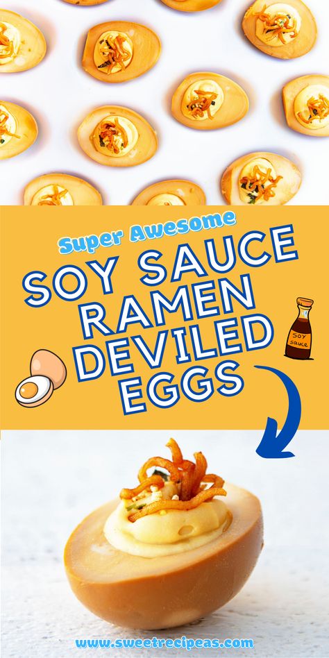 Soy Sauce Deviled Eggs, Japanese Deviled Eggs, Asian Deviled Eggs, Soy Eggs For Ramen, Ramen Packet, Deviled Eggs Recipes, Soy Sauce Ramen, Ramen Eggs, Japanese Mayo