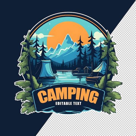 Camping logo isolated on background | Free Psd #Freepik #freepsd #tent-logo #t-shirt-logo #campsite #camping-logo Camp Background, Logo Camping, Tent Logo, Camping Logo, Camp Logo, Design Kaos, Graphic Design Ads, Adventure Art, T Shirt Logo