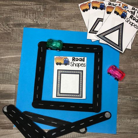 Planning Playtime - Learning Through Play - Craft Stick Road Shapes Popsicle Stick Shapes, Pre K Lesson Plans, Shapes Craft, Transportation Worksheet, Popsicle Stick, Shape Crafts, Popsicle Sticks, Learning Through Play, Craft Stick Crafts