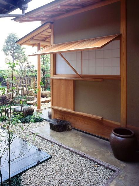 Japanese Window Design, Japanese Window, Tea House Design, Round Gazebo, Rustic Shutters, Japanese Houses, Japanese Buildings, Japanese Style Garden, Japanese Garden Landscape