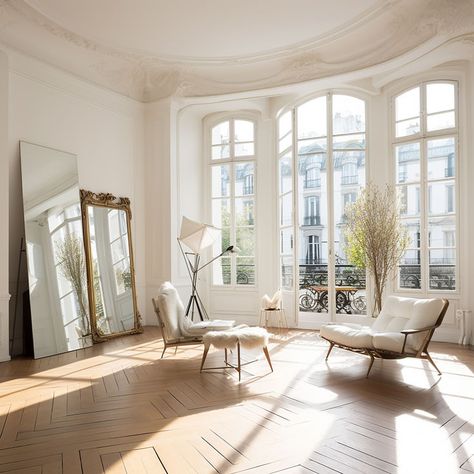 Parisian Home Office, Paris Apartment Aesthetic, Parisienne Apartment, Parisian Style Apartment, Parisian Style Interior, European Apartment, Parisian Apartment Decor, Paris Interiors, Blue Accent Walls