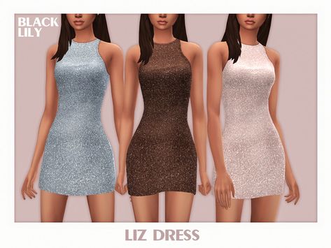 Black Lilly, High Neck Black Dress, Liz Dress, Ts4 Mods, Sims 4 Dresses, Sims 4 Downloads, Sims4 Clothes, Sims 4 Mods Clothes, Cc Sims