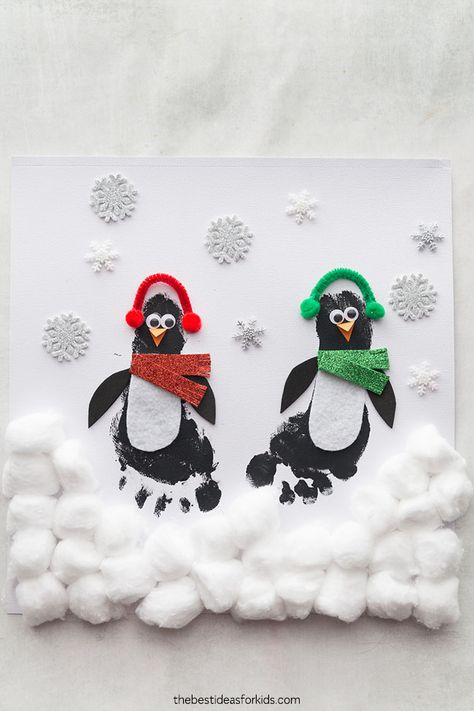 Penguin Footprint Penguin Footprint, Footprint Penguin, Hand Print Art, Baby Christmas Crafts, Winter Crafts Preschool, Footprint Craft, Penguin Crafts, Penguin Craft, Footprint Crafts