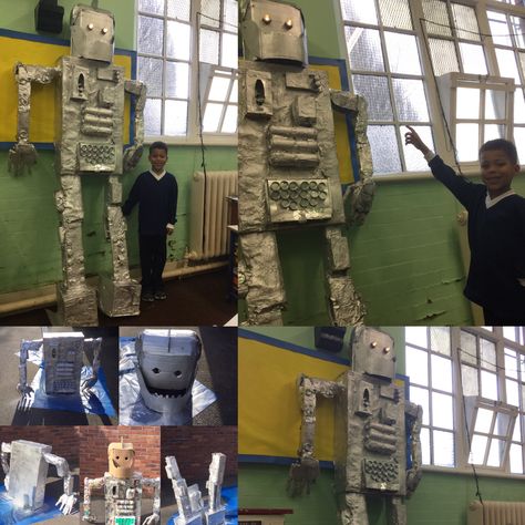 Making 'The Iron Man' from recycled materials. The classic book by Ted Hughes. Such a fun project with class 3 @Stella Maris School. So much fun! The Iron Man Ted Hughes, Iron Man Ted Hughes, After School Clubs, Art Classes For Kids, Ted Hughes, Art Parties, Iron Giant, Topic Ideas, The Iron Giant