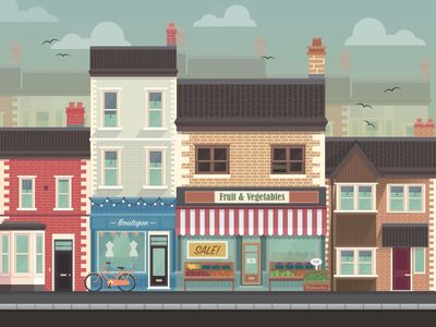 Little Town Line Town Cartoon Wallpaper, Town Square Design, Small Town Illustration, Town Cartoon, Town Illustration Buildings, Town Illustration, Episode Interactive Backgrounds, City Cartoon, Northern Irish