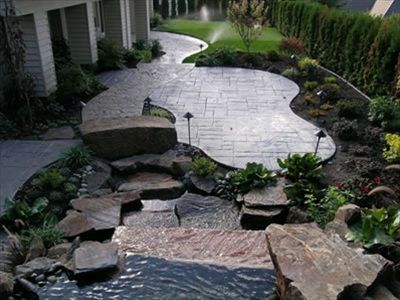 Big Fish Concrete - Seattle, WA - Patios and Walkways Contractors - The Concrete Network Stamped Cement, Stamped Concrete Patio Ideas, Cement Outdoor, Concrete Patio Ideas, Backyard Layout, Cement Patio, Concrete Patio Designs, Concrete Patios, Outdoor Space Design