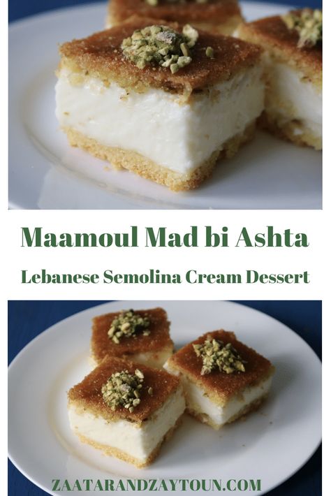 Lebanese Deserts, Semolina Recipes, Arab Sweets, Lebanese Desserts Recipes, Eid Desserts, Lebanese Sweets, Kunafa Recipe, Jordanian Food, Eid Recipes