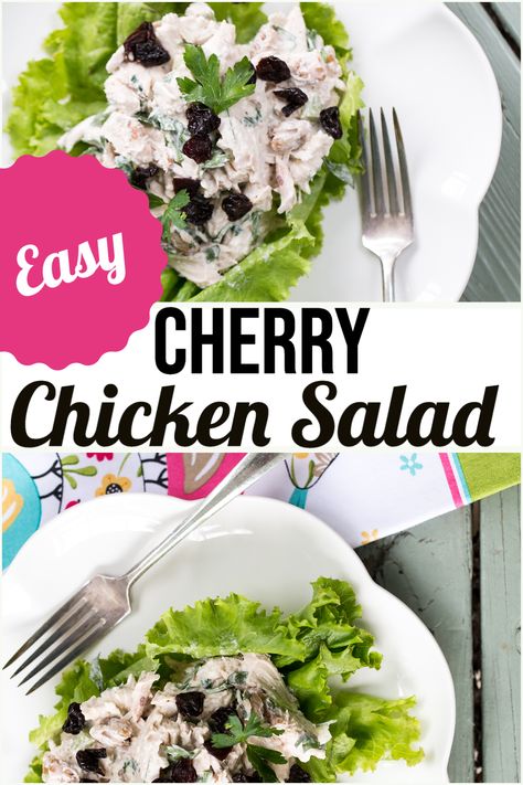 Cherry chicken salad - this chicken salad is so easy and versatile! This version uses dried cherries and walnuts, but you can substitute different dried and fresh fruits and change up the nuts! It's easy and elegant, perfect for lunch or a light dinner! A great use for rotisserie chicken. Cherry Chicken Salad, Cherry Chicken, Cashew Salad, Healthy Dinner Salads, Salad Recipes Healthy Easy, Easy Chicken Salad, Pecan Chicken, Salads Recipes, Summer Meals