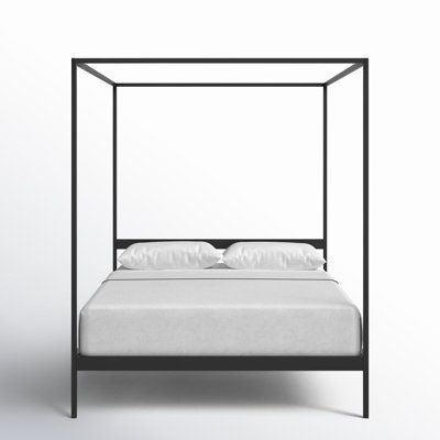 Beds You'll Love | Wayfair Black Metal Canopy Bed, Basic Bedroom, Metal Canopy Bed, Metal Canopy, Canopy Bed, Black Bedding, Mattress Springs, Murphy Bed, Main Bedroom