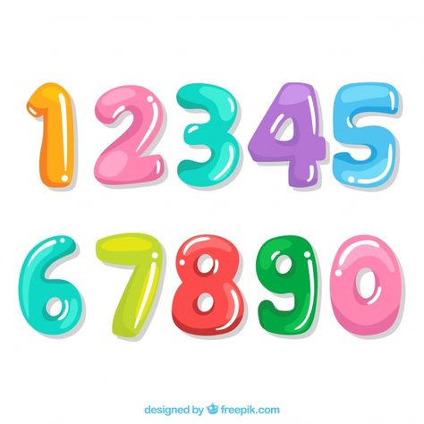 Colección de números de dibujos animados... | Free Vector #Freepik #freevector #freecoche #freediseno #freeluz #freecaracter Number 5 Cartoon, Animated Numbers, Cartoon Numbers 1-10, Cool Powerpoint Backgrounds, Bubble Numbers 1-10 Font, Mothers Day Cards Printable, Kids Numbers, Colorful Numbers, Verbs For Kids