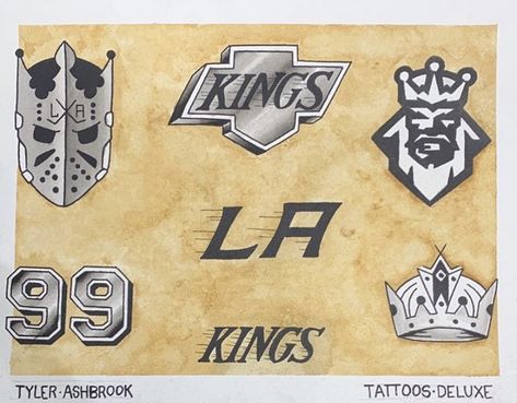 LA Kings Tattoo Flash La Kings Tattoo, Kings Tattoo, King Tattoos, King A, Los Angeles Kings, Tattoo Flash, Flash Tattoo, Tatting, Flash