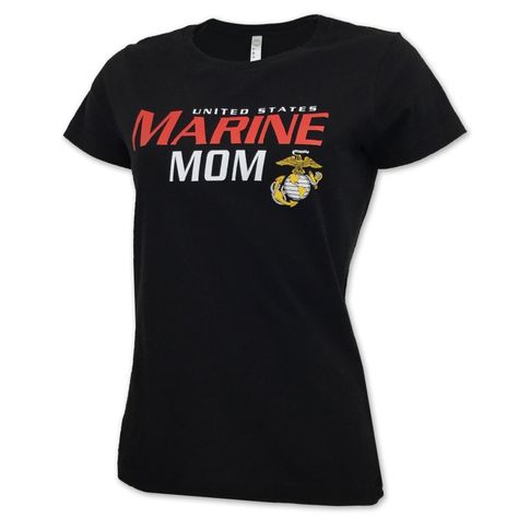 PRICES MAY VARY. 100% Cotton Imported Pull On closure Machine Wash The ideal gift for your original training instructor! This modern tee features the USMC Eagle, Globe, and Anchor in red, white, and flat golden yellow on a black field. Part of our line of matching moms apparel for the Army, Navy, Marines, Coast Guard, and Air Force. 100% combed ring-spun cotton offers a super-wearable, super-comfortable fit and retention of the striking black color. Women's fitment sits closer to the arms and th Marine Corps Shirts, Go Navy, Marine Mom, Matching Mom, United States Marine Corps, United States Marine, Military Gifts, Us Marine, Screen Printing Designs