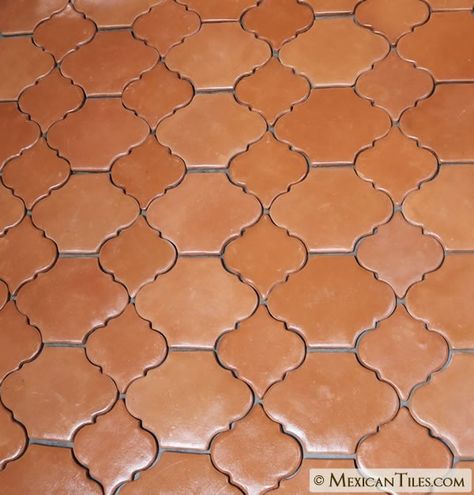 Mexican Tile - Sealed Arabesque Picket - Spanish Mission Red Floor Tile Clay Tile Floor, Saltillo Floor, Mexican Tile Floor, Spanish Mission, Red Floor, Terracotta Floor, Mexican Tile, Clay Tiles, Spanish Revival