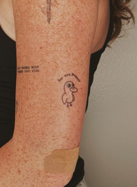 Duck Stick And Poke, Duck Stamp Tattoo, Make Way For Ducklings Tattoo, Duck Doodle Tattoo, Water Off A Ducks Back Tattoo, Pretty Girl Tattoos, The Duck Song, Song Tattoos, Fineline Tattoo