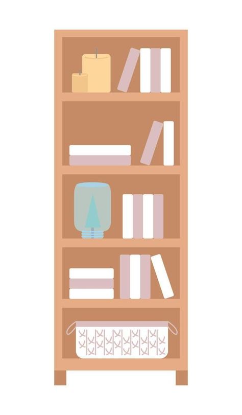 Bookshelf semi flat color vector object. Editable element. Full sized item on white. Interior design. Home library simple cartoon style illustration for web graphic design and animation Cartoon Bookshelf, Simple Cartoon, Web Graphic Design, Color Vector, Flat Color, Home Library, Cartoon Styles, Bookshelves, Vector Free