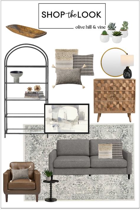 Shop this cozy mid-century modern living room. Mid Century Living Room Grey Couch, Mid Century Modern Living Room Gray Sofa, Grey Couch Mid Century Living Room, Mcm Living Room Grey Couch, Grey Mid Century Modern Living Room, Midcentury Modern Living Room Grey Couch, Mod Century Modern Living Room, Mod Century Modern Living Room Decor, Mid Century Industrial Living Room